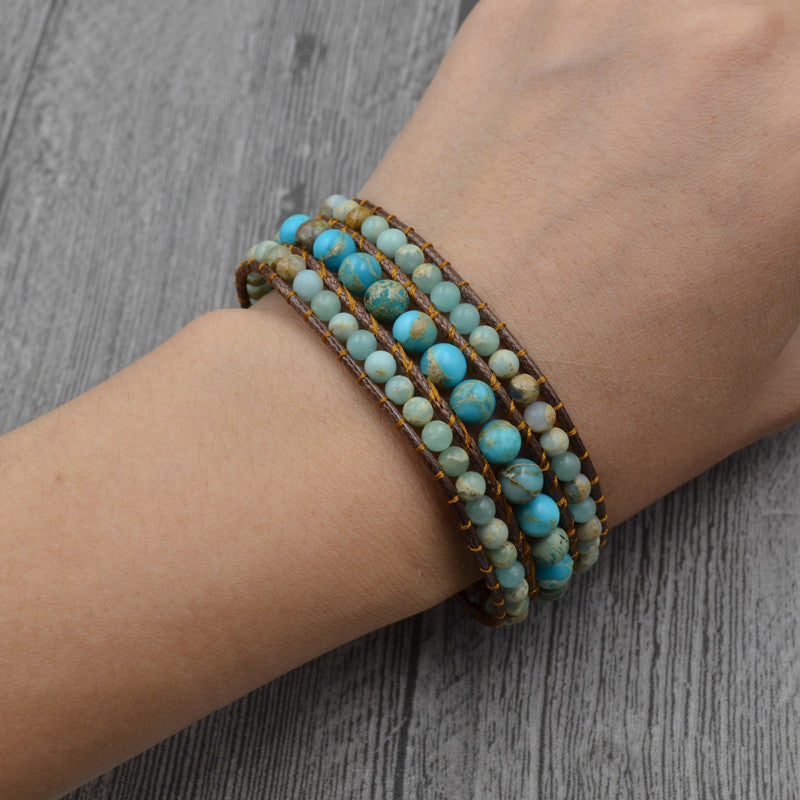 Natural stone multilayer bracelet