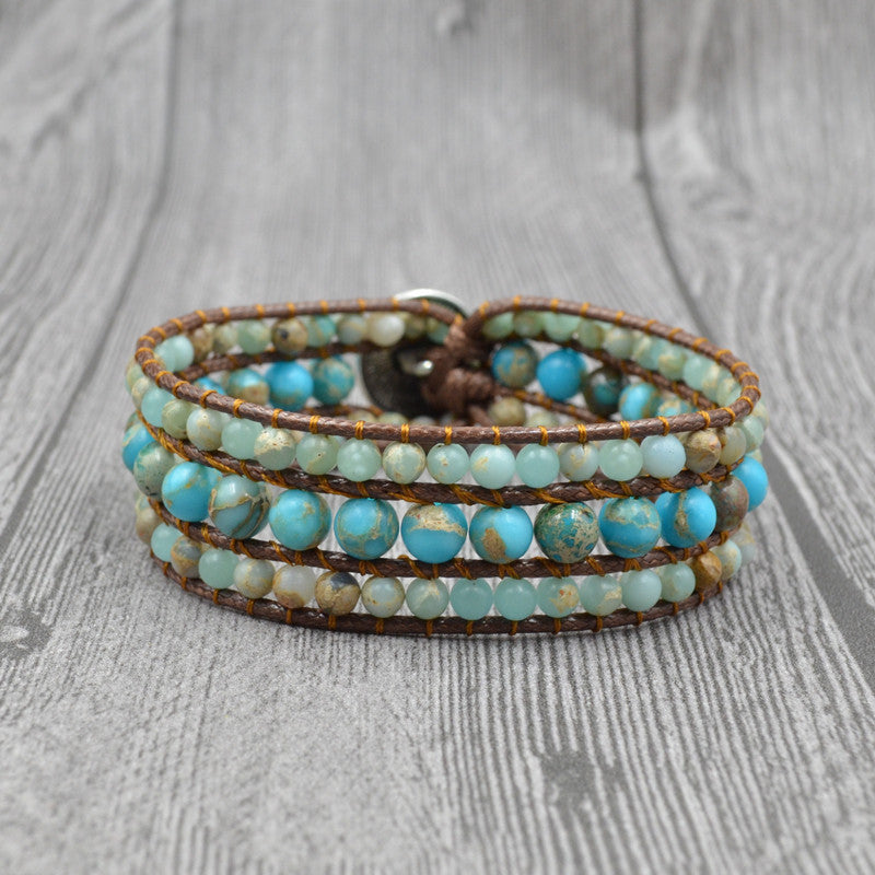 Natural stone multilayer bracelet