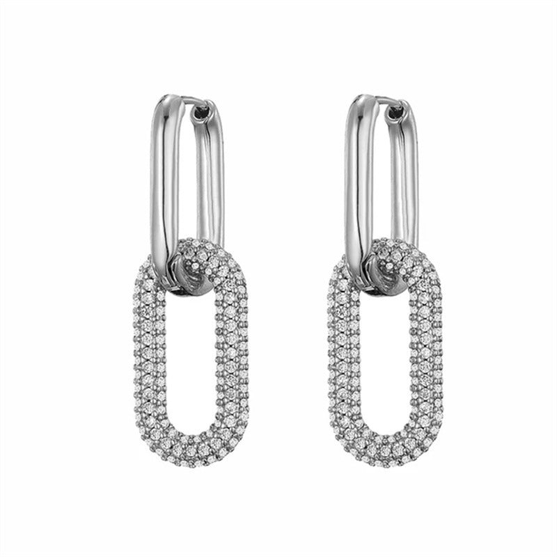 Diamond Oval Fashionable Earrings