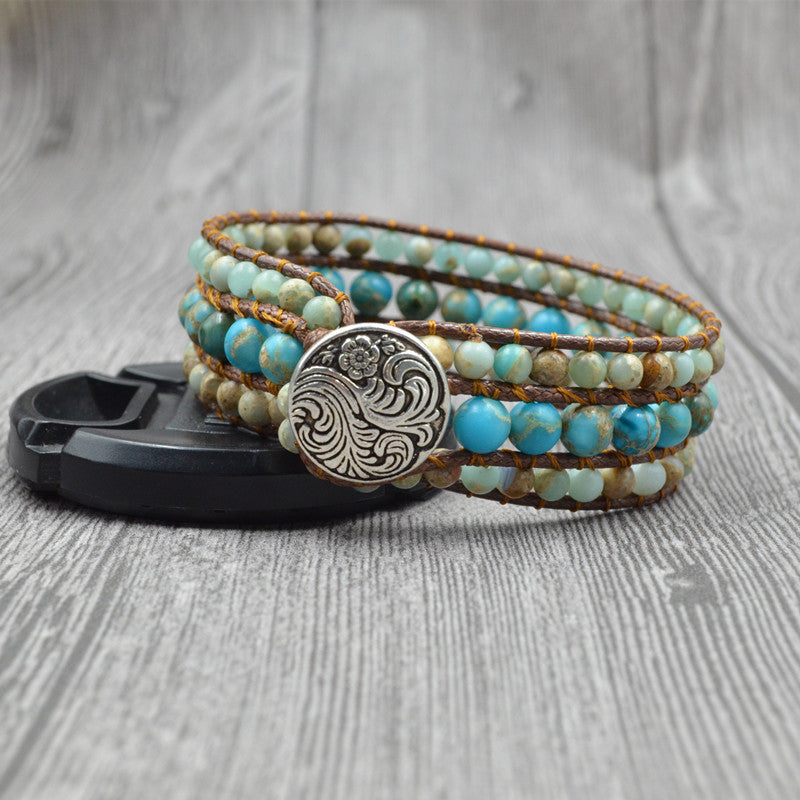 Natural stone multilayer bracelet