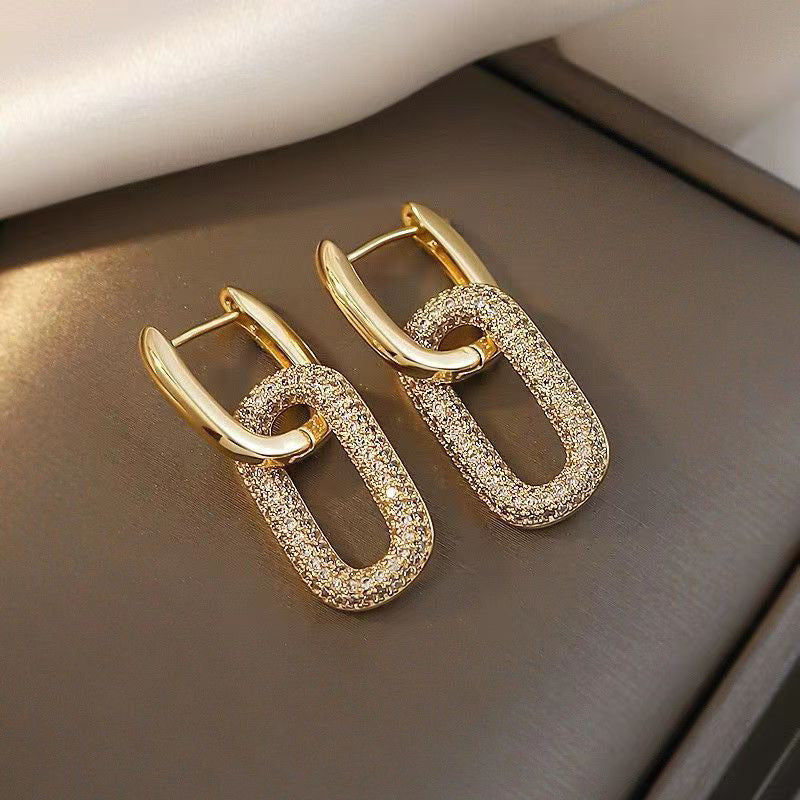 Diamond Oval Fashionable Earrings